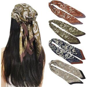 Silk Satin 31.paisley 4 Head Scarf Medium Square Hair Scarf for Women 28 Inches